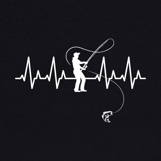 Mens Fishing Heartbeat EKG Father's Day by TheTeeBee